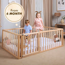Montessori Floor Bed Frame for Toddlers with Fence