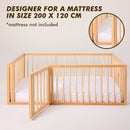 Montessori Floor Bed Frame for Toddlers with Fence