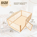 Montessori Floor Bed Frame for Toddlers with Fence