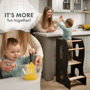 Stable Montessori Tower: Wooden Growing Chair - Grey