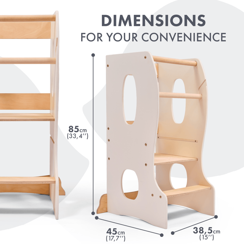 Stable Montessori Tower: Wooden Growing Chair - Ivory