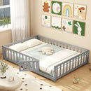 Montessori Bed Frame with Full-length Guardrails Safety Door and Latch by LJGDeals