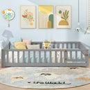 Montessori Bed Frame with Full-length Guardrails Safety Door and Latch by LJGDeals