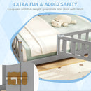 Montessori Bed Frame with Full-length Guardrails Safety Door and Latch by LJGDeals