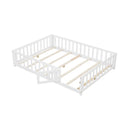 Montessori Bed Frame with Full-length Guardrails Safety Door and Latch by LJGDeals