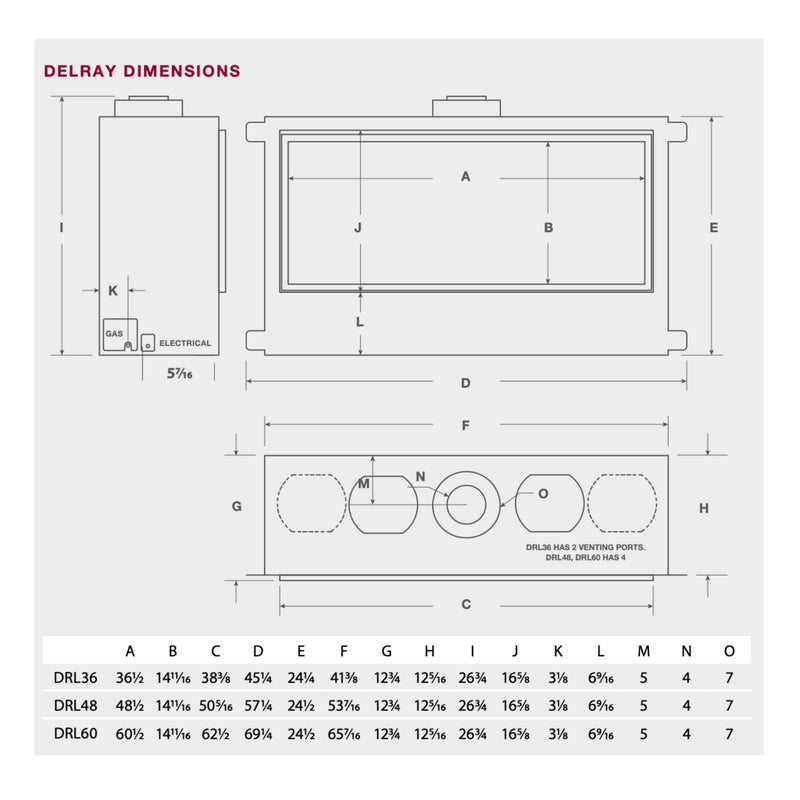 Montigo DelRay Linear Direct Vent Natural Gas Fireplace [DRL36/48/6013NI] (SAK31245)