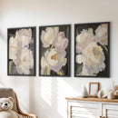 Moody Pink and White Peonies Art. Floral Set of 3 Prints by Wall Art Set