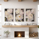 Moody Pink and White Peonies Art. Floral Set of 3 Prints by Wall Art Set