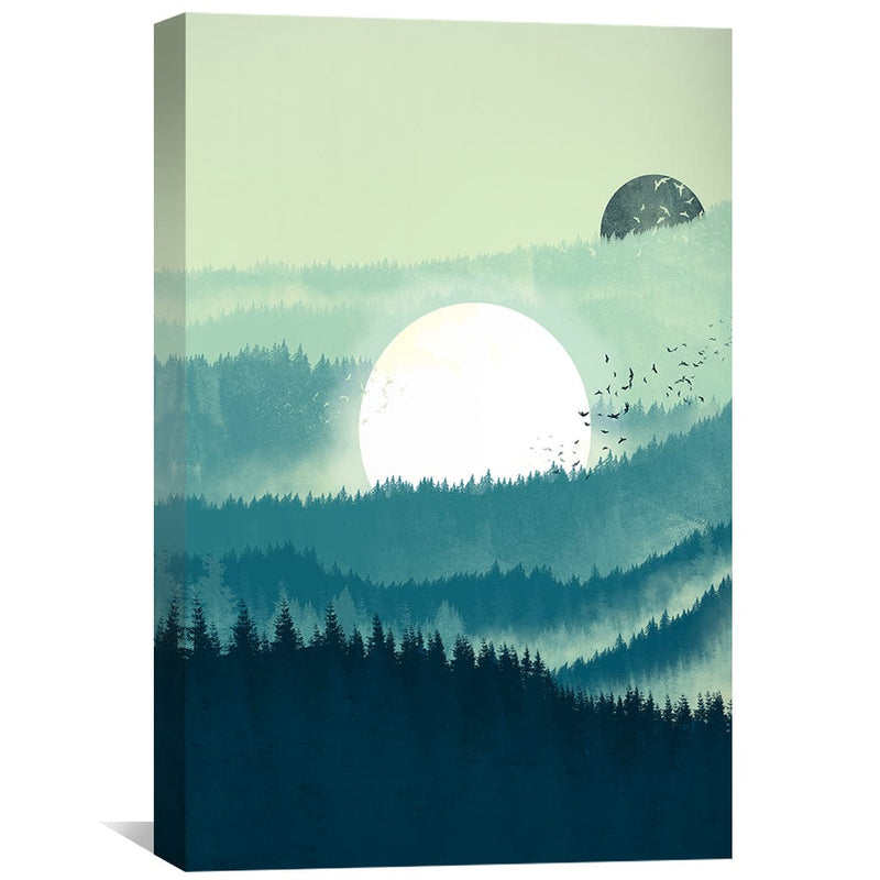 Moon in the Blue Forest Canvas