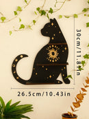 GobekUsa Moon Phase Black Cat Wooden Shelf