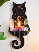 GobekUsa Moon Phase Black Cat Wooden Shelf