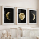 Celestial Moon 3 Piece Wall Decor. Gold Full Moon, Phases by Wall Art Set