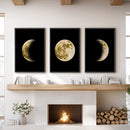 Celestial Moon 3 Piece Wall Decor. Gold Full Moon, Phases by Wall Art Set