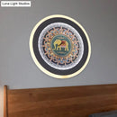 GobekUsa Blue Elephant Wall Lamp: Moroccan-Inspired LED Fixture for Bedside or Mural