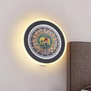 GobekUsa Blue Elephant Wall Lamp: Moroccan-Inspired LED Fixture for Bedside or Mural