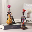 Mosaic african black women resin art figures living room decor by Decorbites