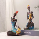 Mosaic african black women resin art figures living room decor by Decorbites