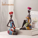 Mosaic african black women resin art figures living room decor by Decorbites
