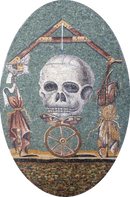 Mosaic Art - Skull On Wheel