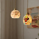 GobekUsa Conch Glass LED Pendant Light Fixture Tiffany Children Dining Room Hang Lamp