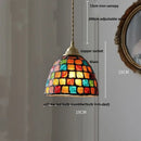 GobekUsa Conch Glass LED Pendant Light Fixture Tiffany Children Dining Room Hang Lamp