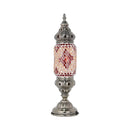GobekUsa Mosaic Glass Night Light with Mediterranean Tubular Design - Nickel Finish for Bedroom