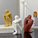 Mosaic golden man thinker abstract statues living room decor by Decorbites