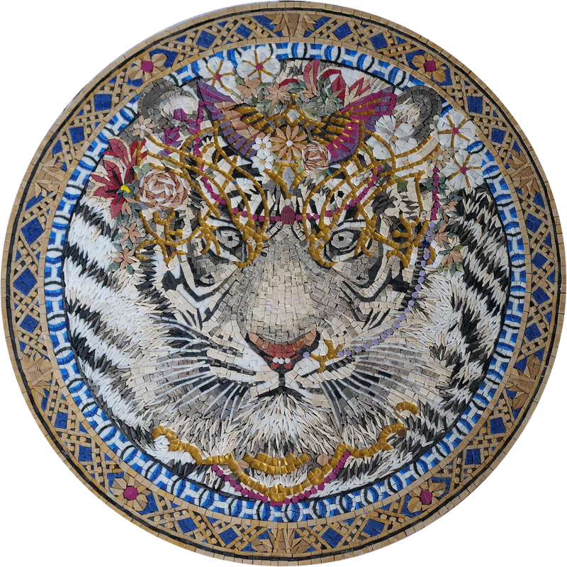 Mosaic Medallion Art - Luxury Tiger