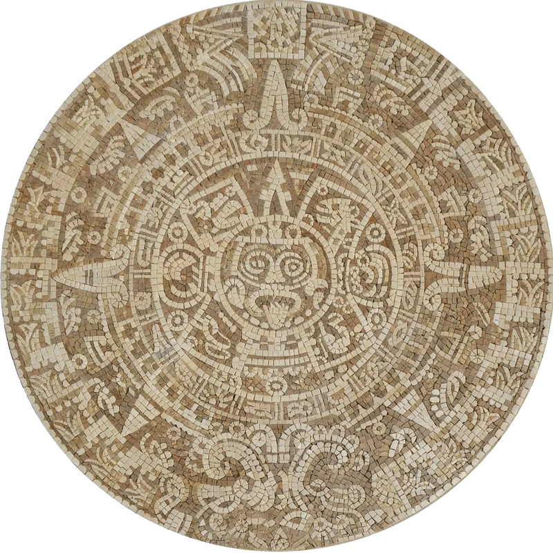 Aztec Sun Mosaic Stone Art Design