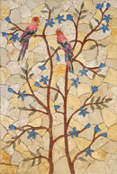 Avian Symphony: Mosaic Stone Art with Birds on Trees