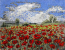 Poppy Flower Mosaic Fieldscape | Luxury Handcrafted Natural Stone Art