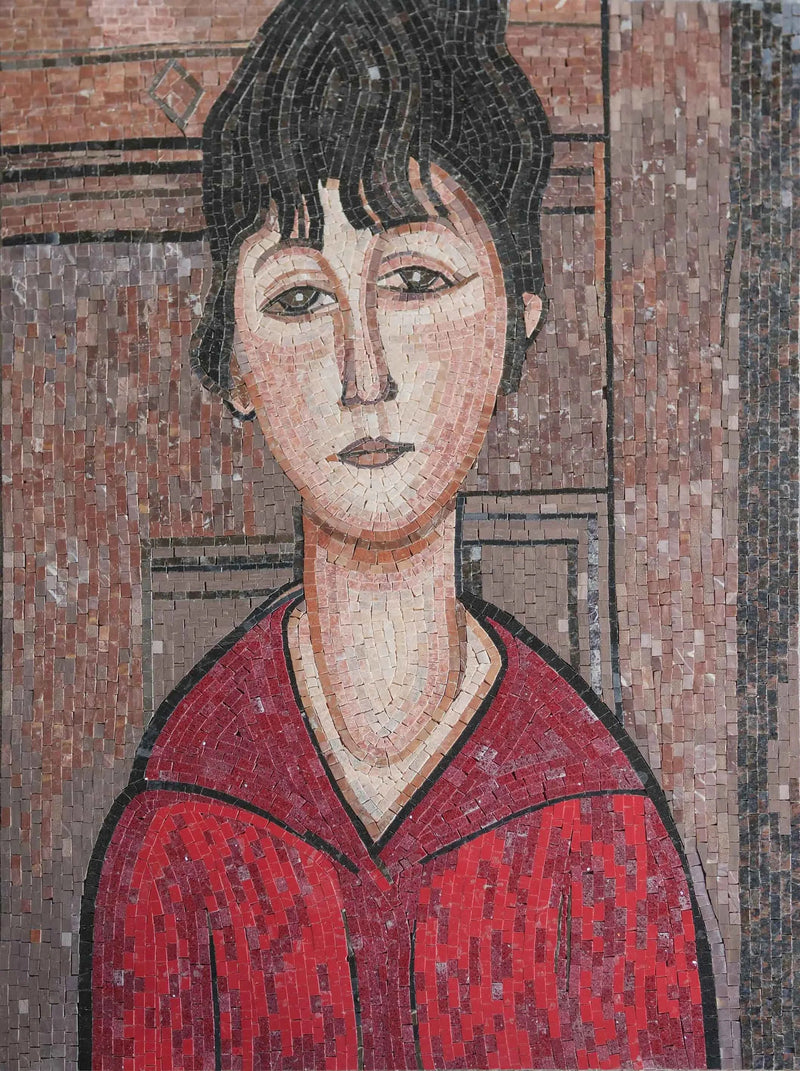 "Head of a Young Girl" - Amedeo Modigliani Mosaic Reproduction