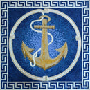 Nautical Charm: Anchor on Blue Marble Mosaic