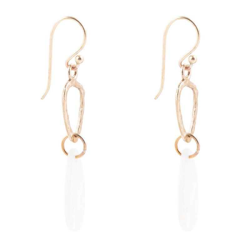 Mother of Pearl and Bronze Drop Earrings