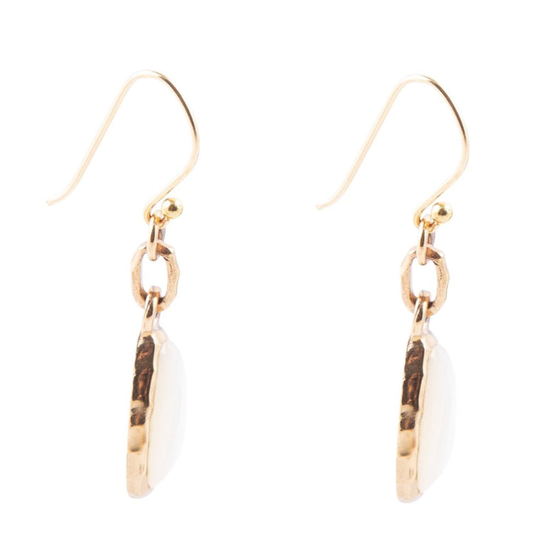 White Mother of Pearl Golden Drop Earrings
