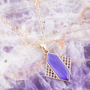 Motif Purple Agate and Golden Bronze Pendant Necklace