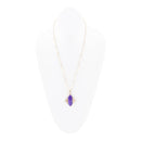 Motif Purple Agate and Golden Bronze Pendant Necklace