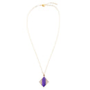 Motif Purple Agate and Golden Bronze Pendant Necklace