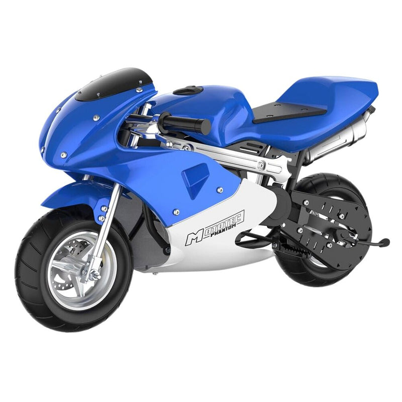 MotoTec Phantom 49CC Two-Stroke Gas Pocket Bike, Blue (96421375)
