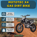 MotoTec X4 150CC 4-Stroke High-Performance Gas-Powered Dirt Bike (SAK95731)