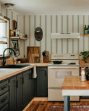 Moulding Line Wallpaper in Dusty Blue by Riverpine