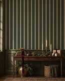 Moulding Line Wallpaper in Library Green