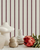 Moulding Line Wallpaper in Plum Red