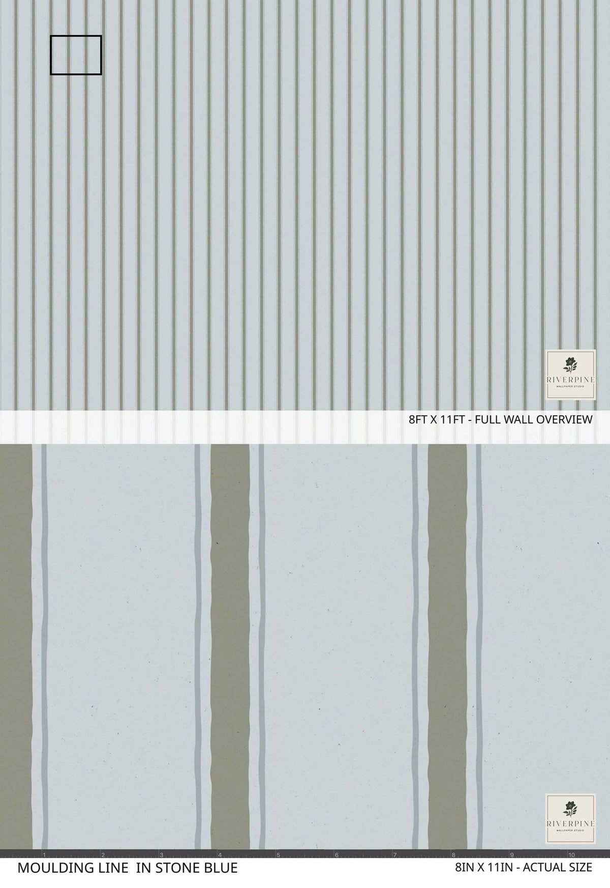 Moulding Line Wallpaper in Stone Blue, photo 3 of 5