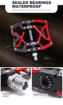 Mountain Bicycle Pedals Cycling Ultralight Aluminum Alloy 3 Bearings Pedals Bike Pedals Flat Bike Pedal Ultra-Light Aluminum Alloy Sealed Bearing With Cleats Pedal Suitable For Mountain Bike Bicycle