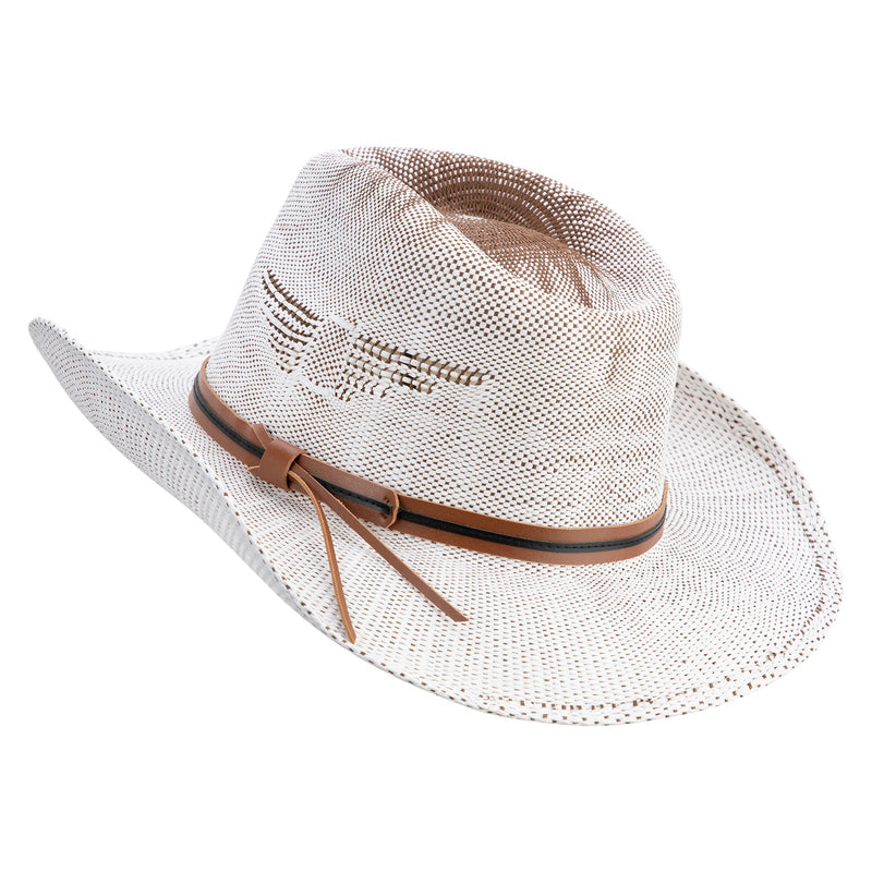 Men's Paper Straw Cowboy Hat with Eagle Design