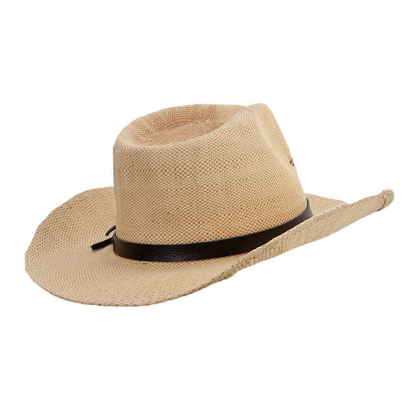 Men's Paper Straw Cowboy Hat with Eagle Design