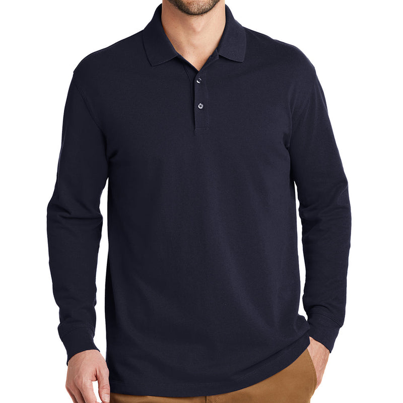 Men's Big Size Port Authority EZCotton Long Sleeve Polo Shirt