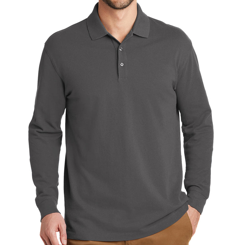 Men's Big Size Port Authority EZCotton Long Sleeve Polo Shirt
