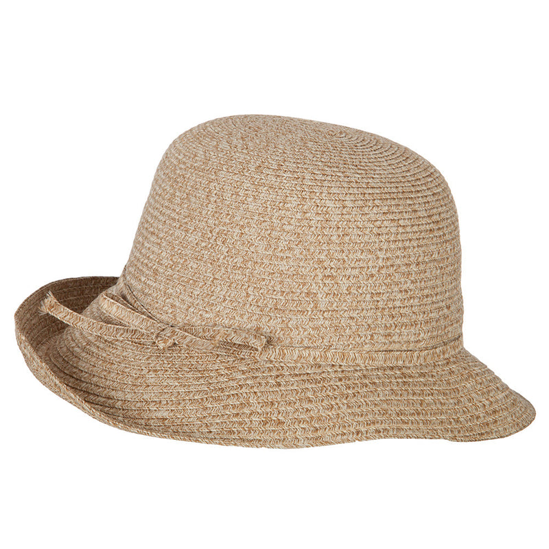 Women's Polyester Braid Asymmetrical Brim Bowler Hat